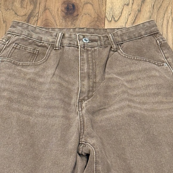 SHEIN Women Brown High Waisted Wide Leg Jeans sz L 8/10 NWOT - Picture 3 of 6